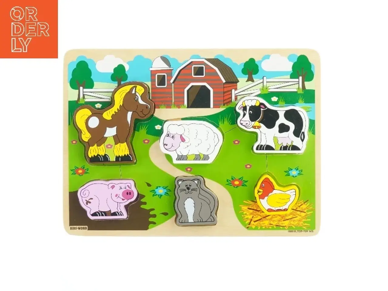 Billede 1 - Træpuslespil med bondegårdsdyr fra Kids Wood (str. 28,5x21 cm)