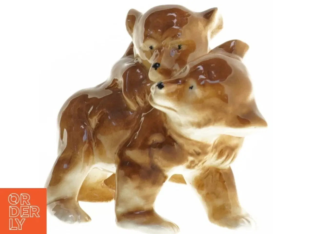 Billede 1 - Porcelænsfigur af to legende brune bjørne (str. 19 x 13 x 13 cm)