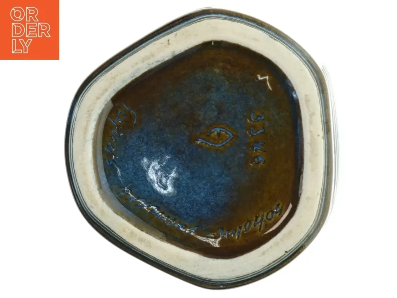 Billede 4 - Blå Keramisk vase med mønster fra Søholm Stentøj (str. H. 22 cm. ø. 10 cm)