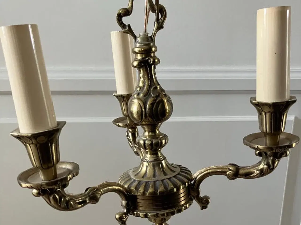 Billede 1 - 3-armet messing lysekrone