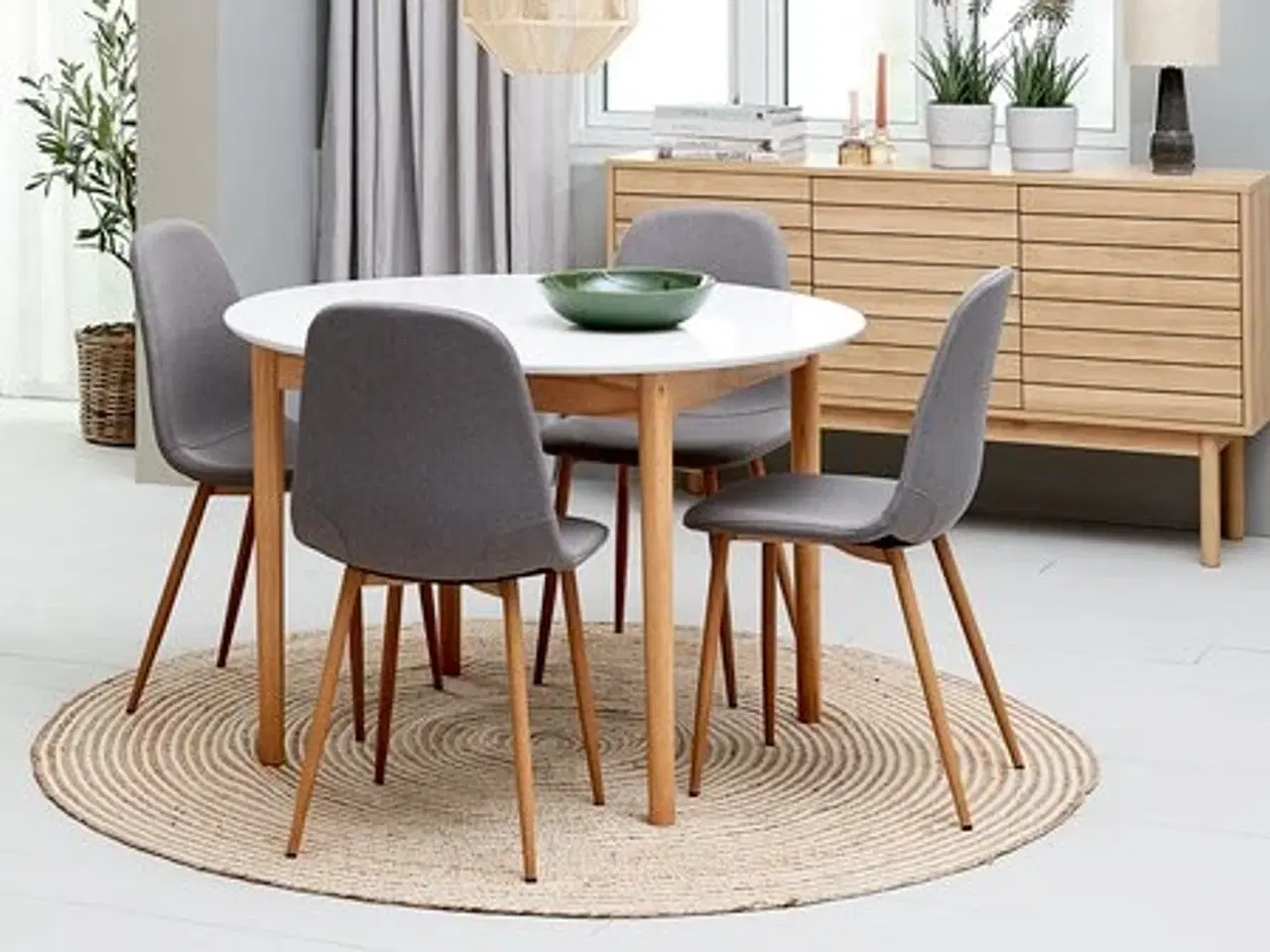 Billede 2 - 4 Styks spisebordsstole JONSTRUP gråt stof/natur e