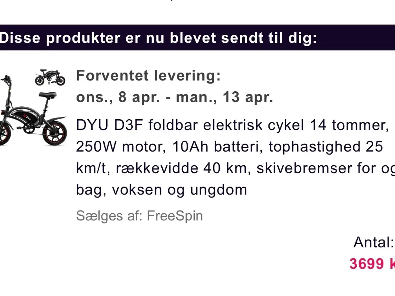 Billede 3 - Lille sammenklappelig elcykel