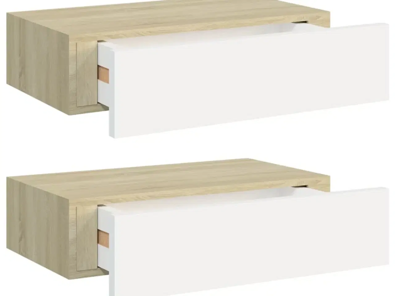 Billede 2 - Hylder med skuffe 2 stk. 40x23,5x10 cm MDF egetræsfarve og hvid