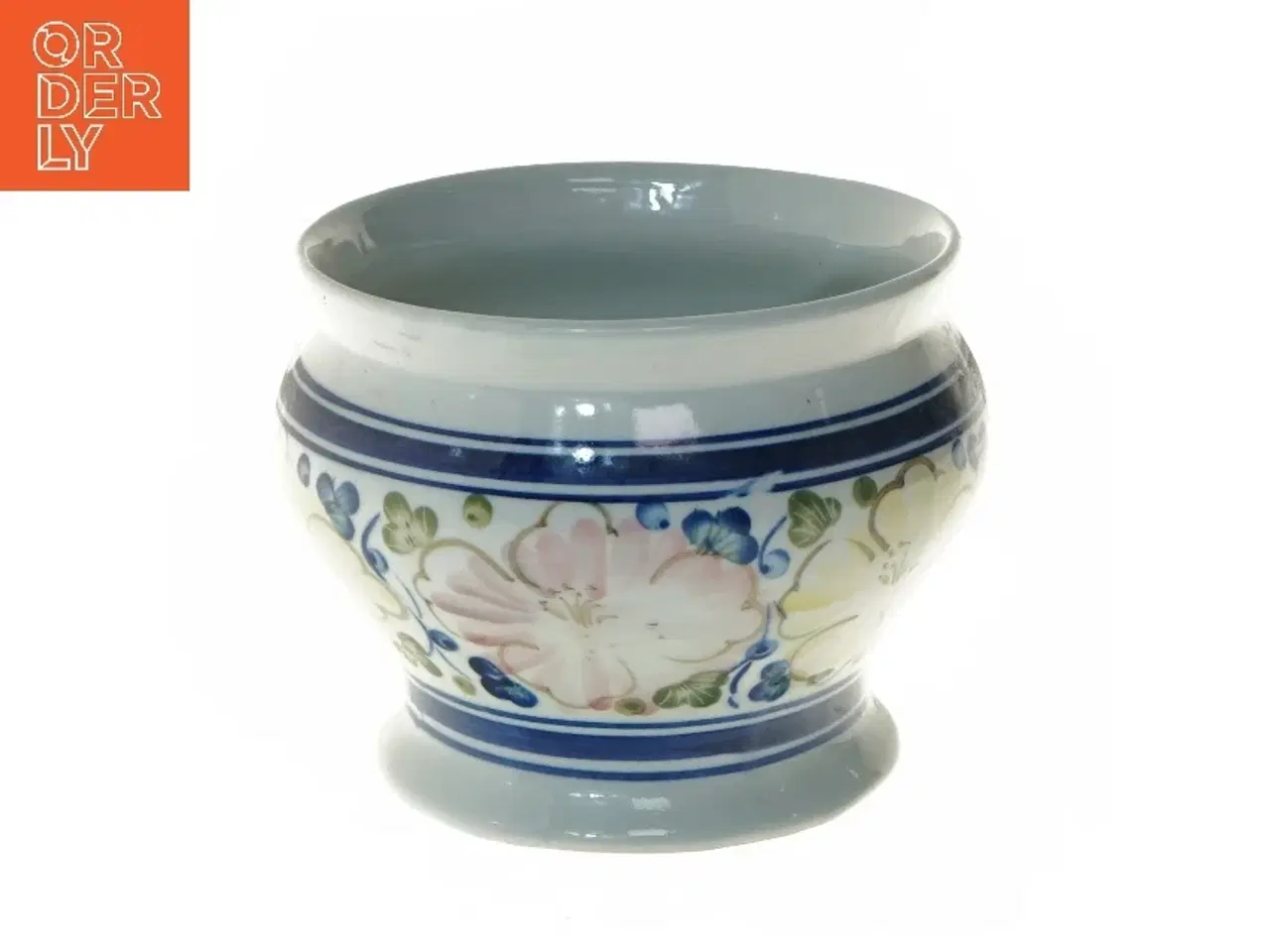 Billede 1 - Dekorativ og smuk vase med blomstermønster (str. Ø 17,5x14 cm)