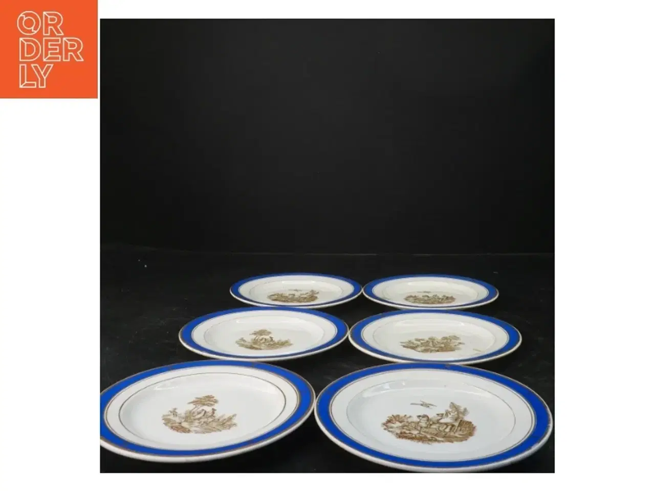 Billede 1 - Porcelænstallerkener med blå kant fra Københavns Fajance et Fabrik (str. Ø 15 cm)