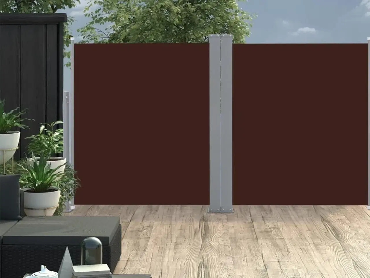 Billede 3 - Sammenrullelig sidemarkise 140 x 600 cm brun