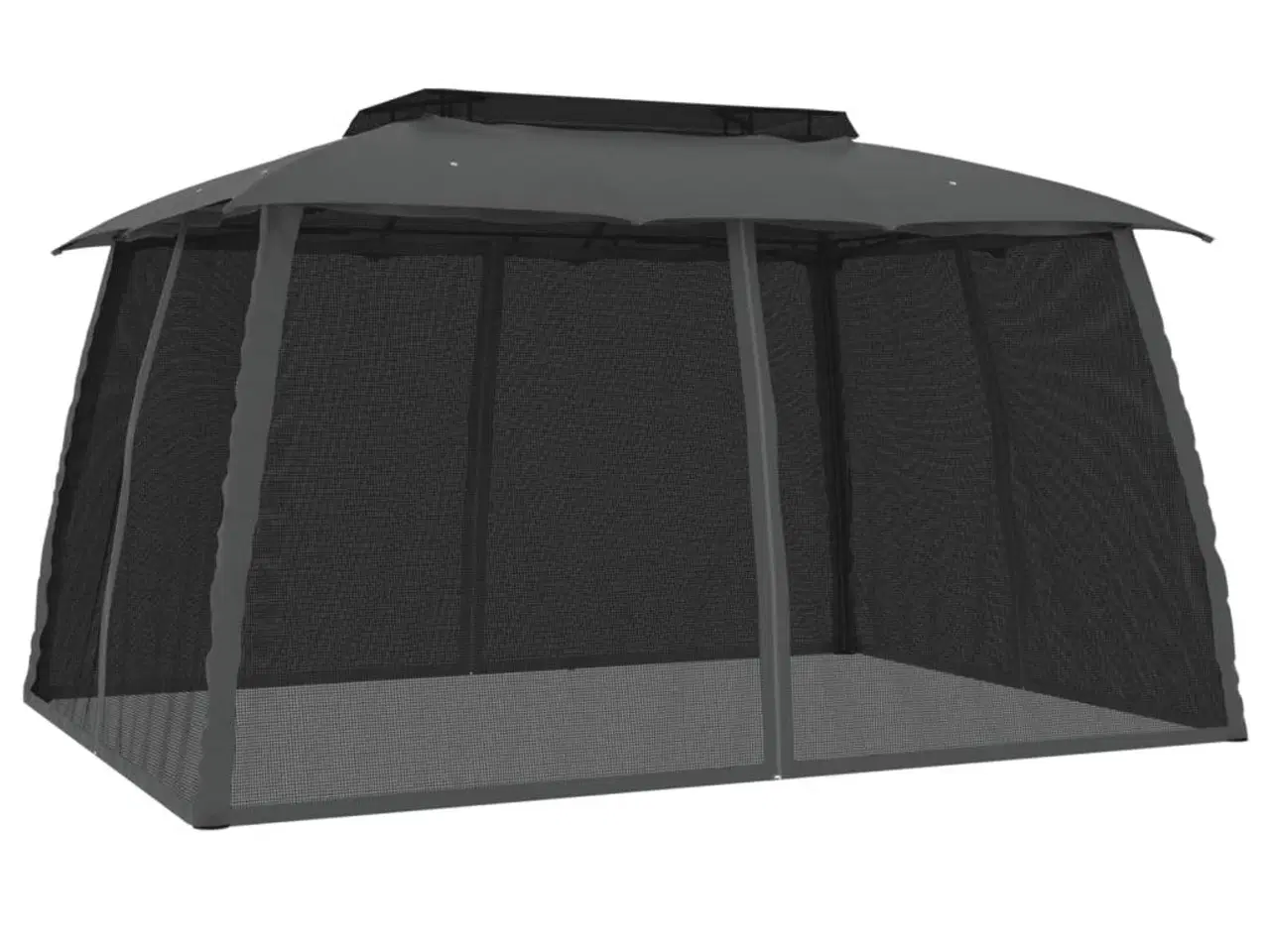 Billede 5 - Pavillon 3,93x2,93 m dobbelt tag + meshvægge stål antracitgrå