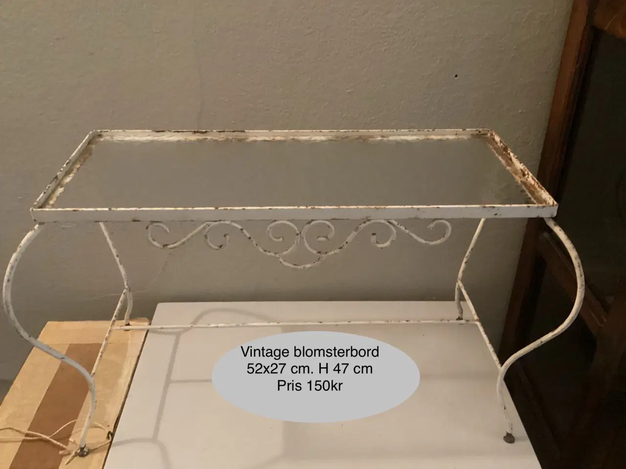 Billede 1 - Brocante blomsterbord med glasplade