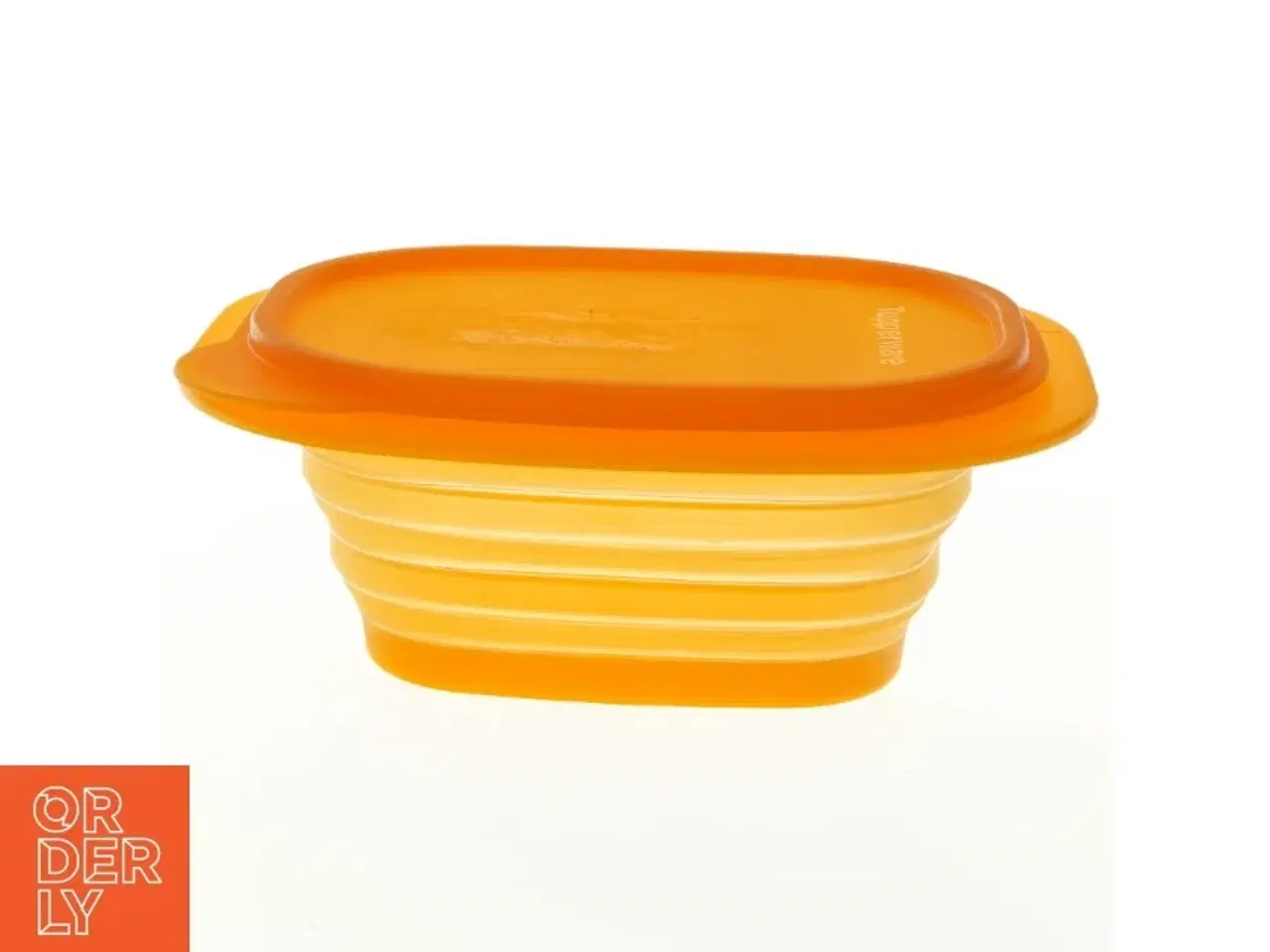 Billede 1 - Gul Tupperware sammenklappelig plastikbeholder med låg (str. 20 x 15 cm)