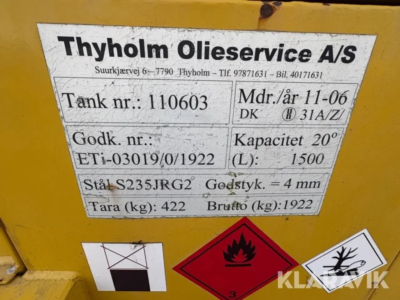 Billede 6 - Dieseltank 1500 liter med pumpe