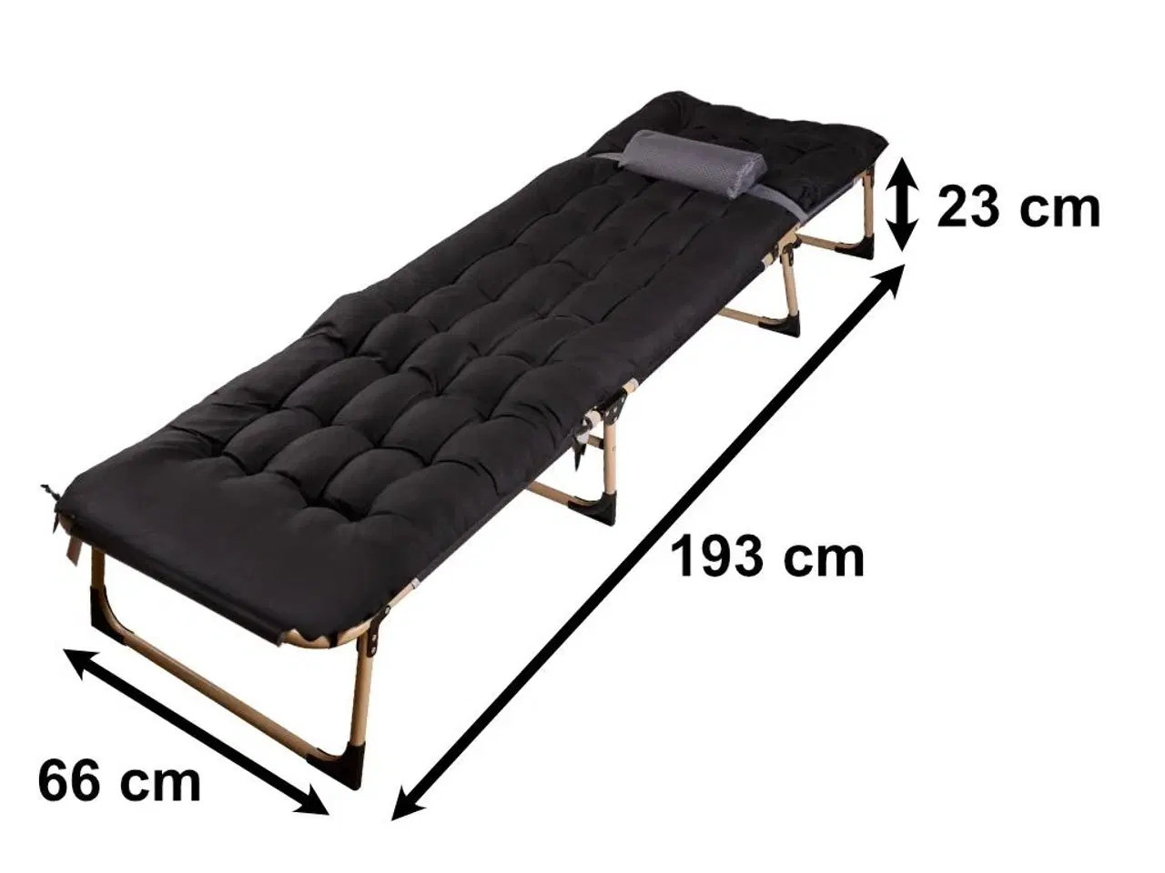 Billede 4 - Sammenklappelig feltseng 193 cm – sort rejsefeltseng med puder