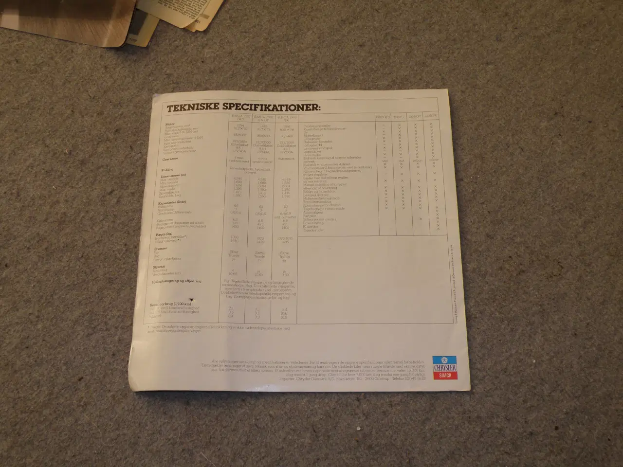 Billede 9 - SIMCA... 1307/09 inst.bog fin.. Brochure+reklamer