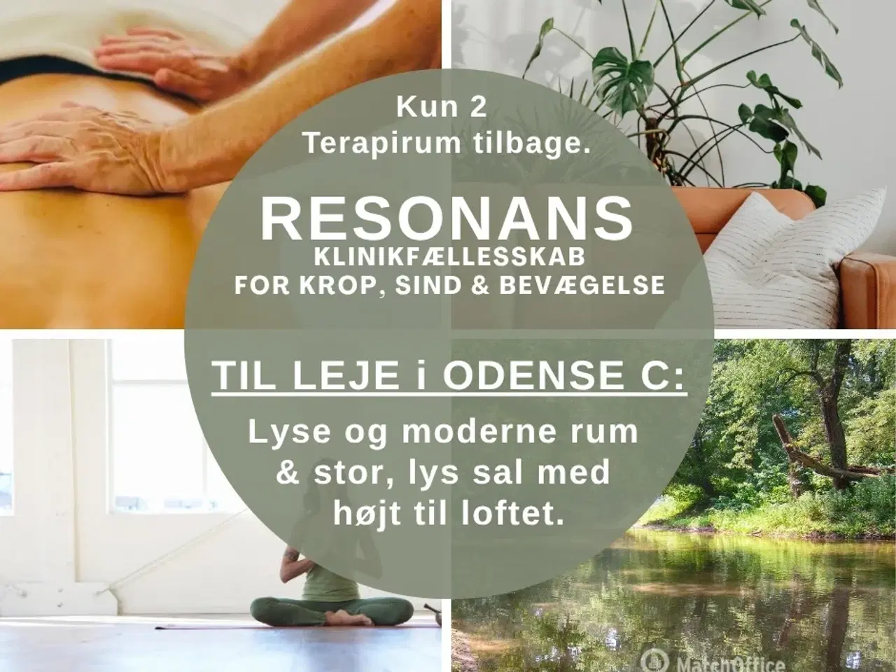 Billede 1 - To ledige terapirum med tilhørende sal til feks. yoga