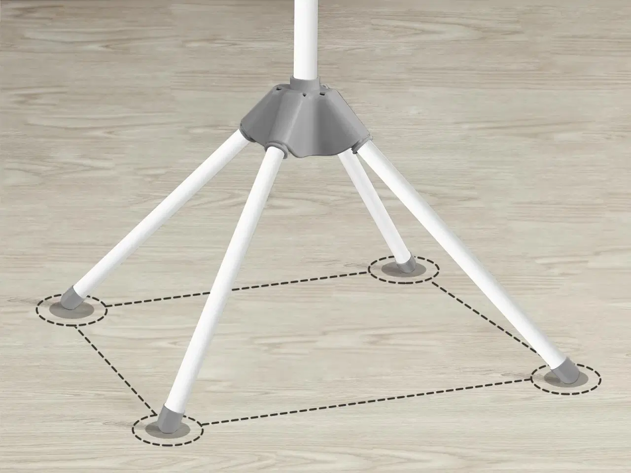 Billede 5 - Tørrestativ til tøj foldbart stativ med 3 roterbare arme, 4 ben, rustfrit stål, 150 cm, grå/hvid