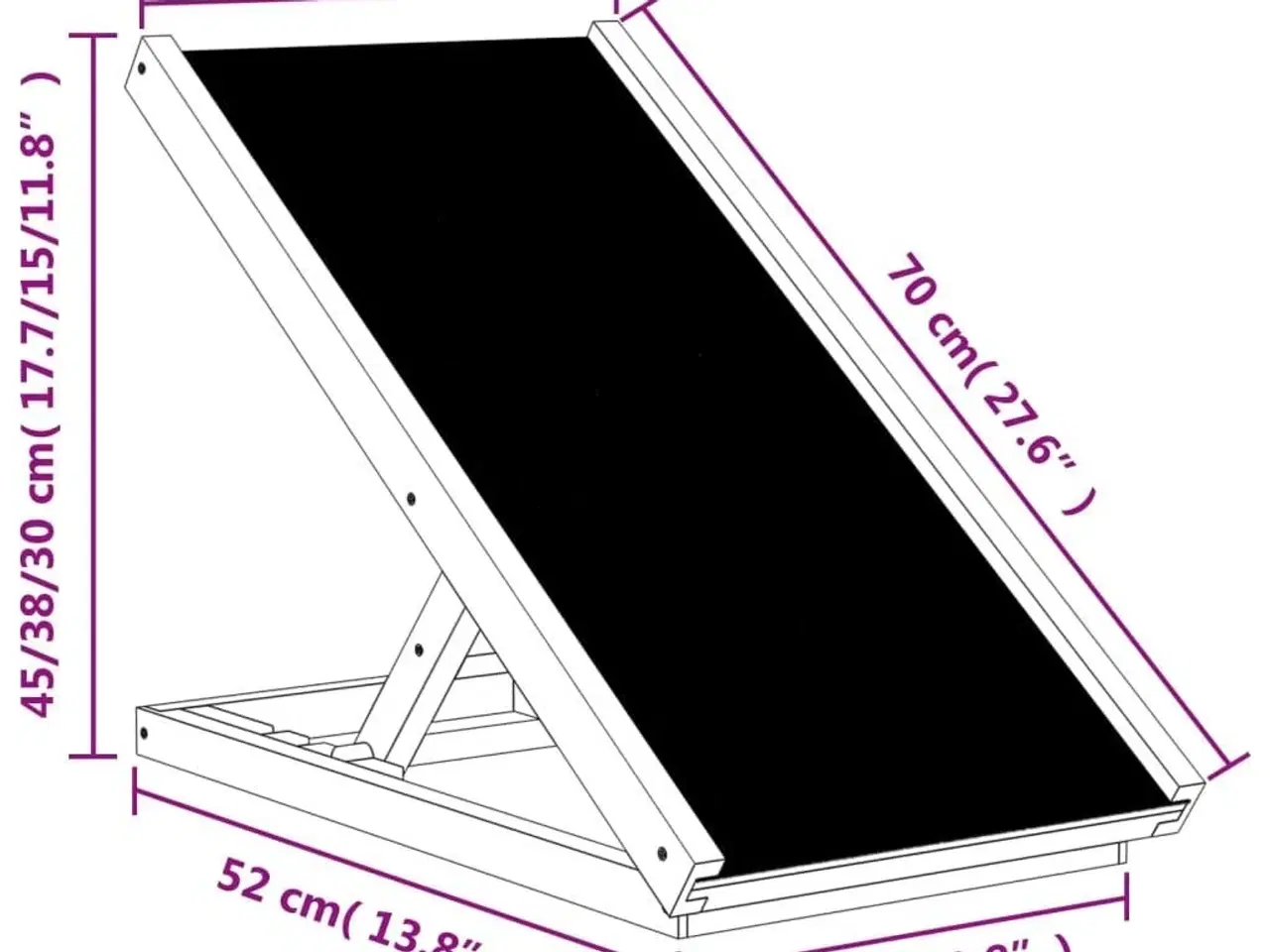 Billede 9 - Hunderampe 70x35 cm massivt fyrretræ grå