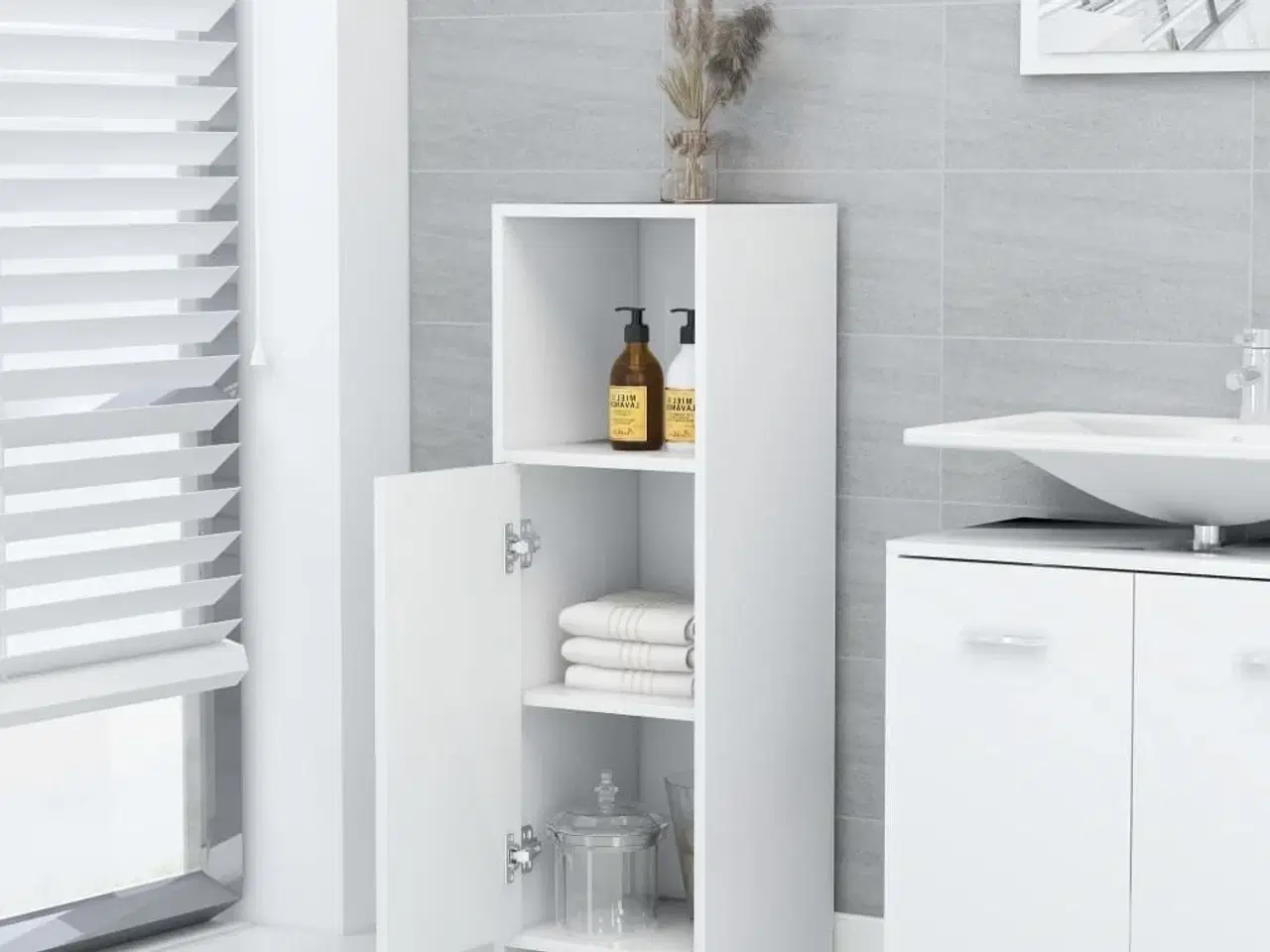 Billede 4 - Badeværelsesskab 30x30x95 cm konstrueret træ hvid