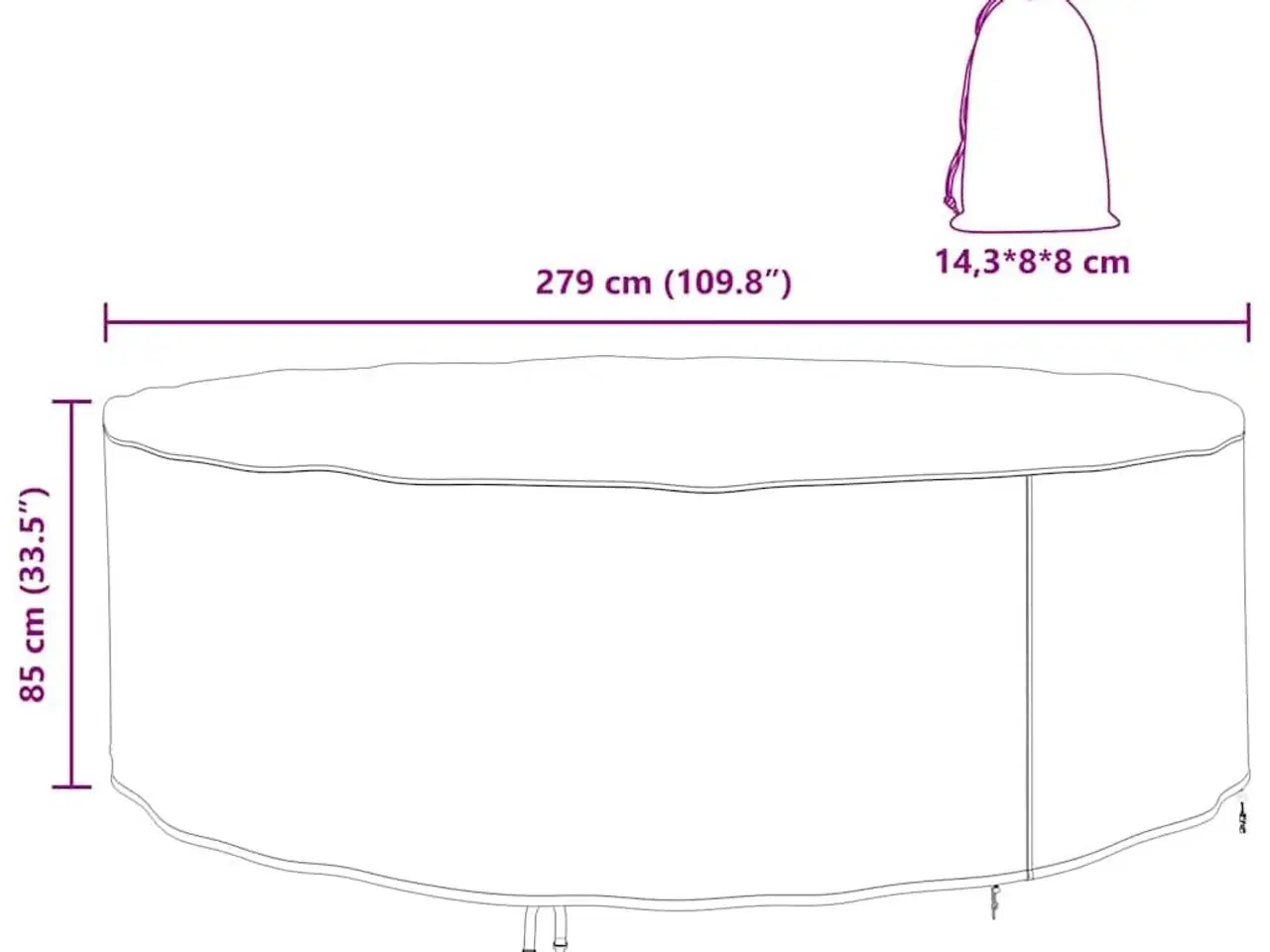 Billede 9 - Overtræk til havemøbler Sort 279 x 279 x 85 cm 420D stof
