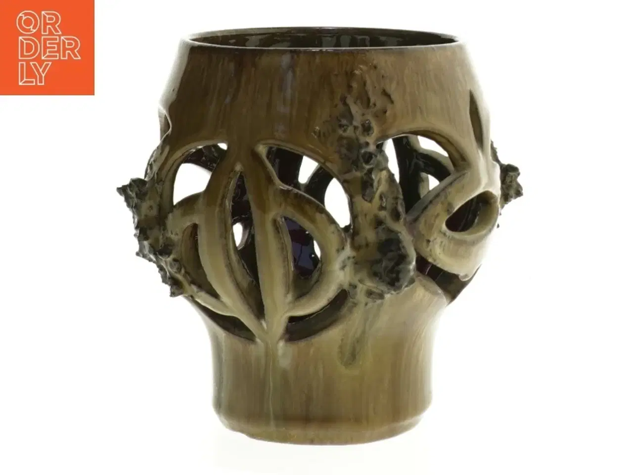 Billede 1 - Keramik lava vase med organisk design (str. 11 x 15 cm)