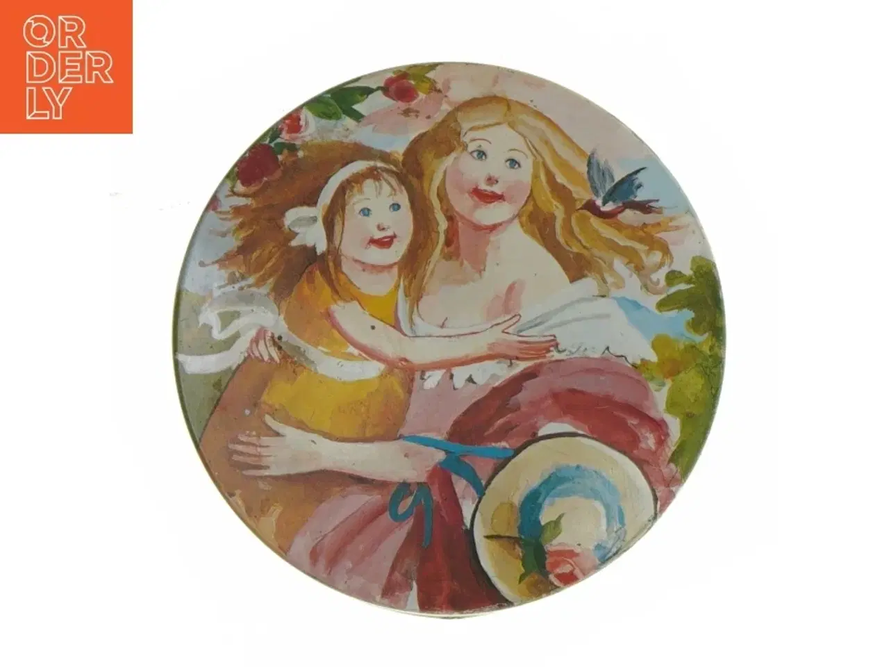 Billede 3 - Malet metaldåse med landskabsmotiv (str. Ø. 11 cm. længde. 15 cm)