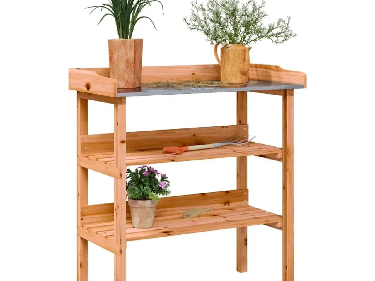 Billede 1 - Plantebord med hylder 78x38x82,5 cm massivt grantræ brun