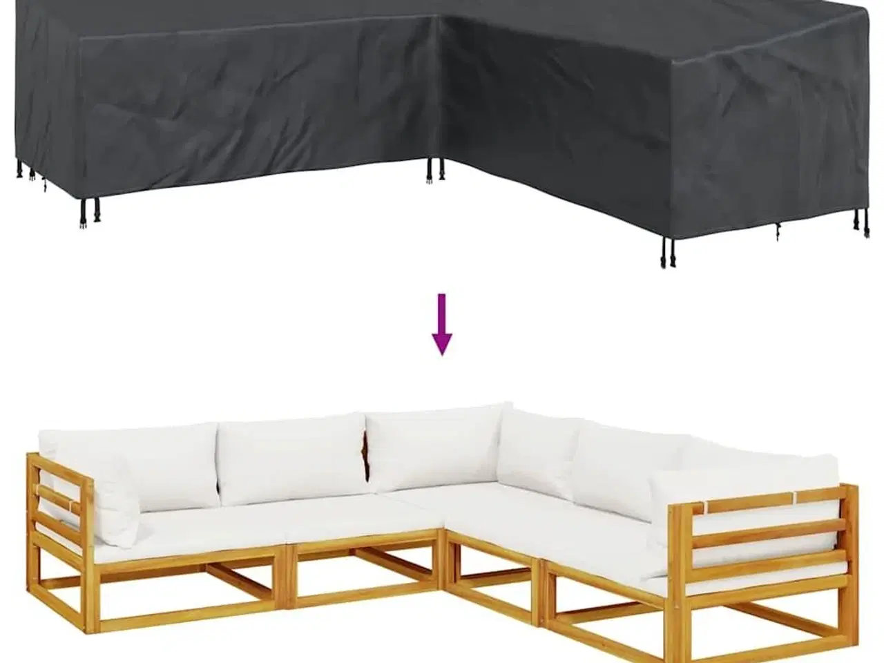 Billede 8 - Overtræk til havemøbler Sort 255 x 255 x 80 cm 210D Oxford Stof