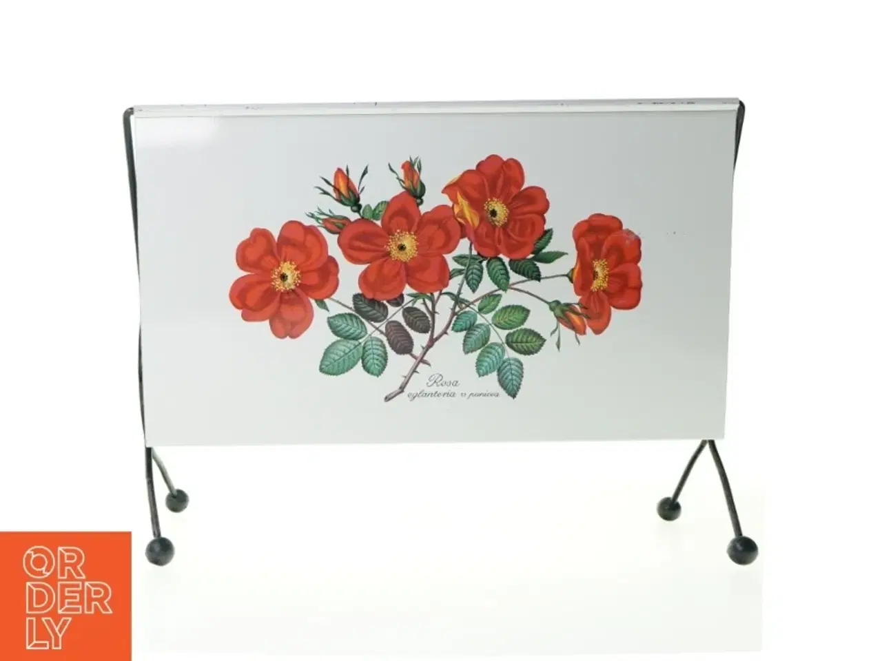 Billede 1 - Retro Vintage Røde Roser Blik Metal Tidsskrift holder (str. 40 x 18 cm)