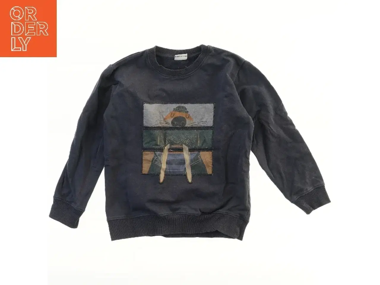 Billede 1 - Hust and Claire Blå sweatshirt med print fra Hust & Claire (str. 116)