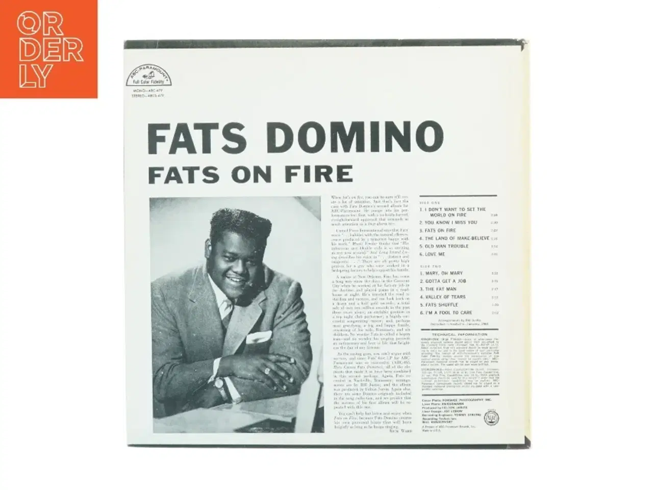 Billede 1 - Fats Domino - Fats on Fire Vinylplade (str. 31 x 31 cm)