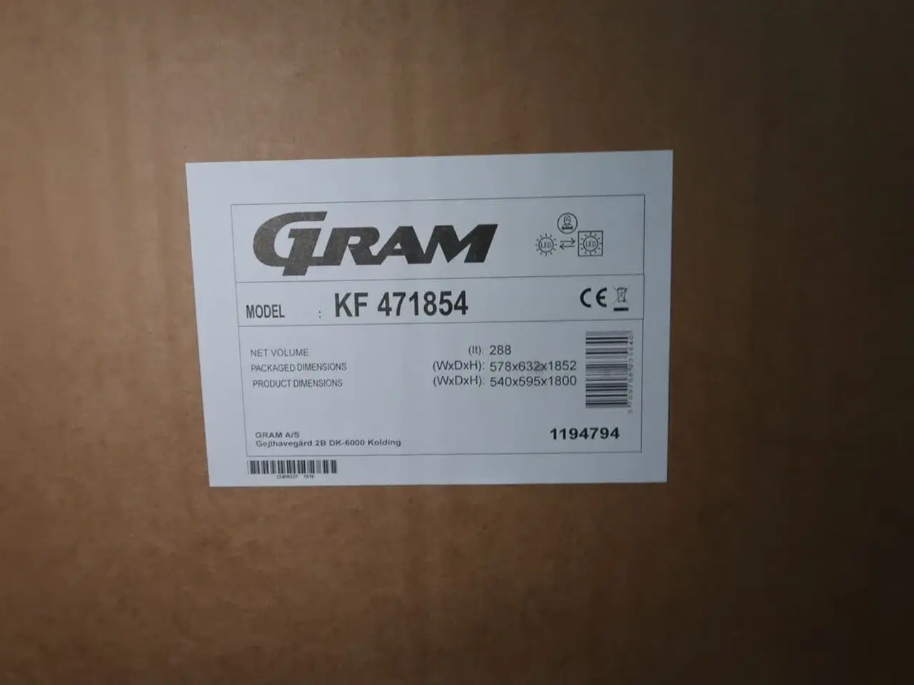 Billede 2 - Køle/fryseskab GRAM KF 471754