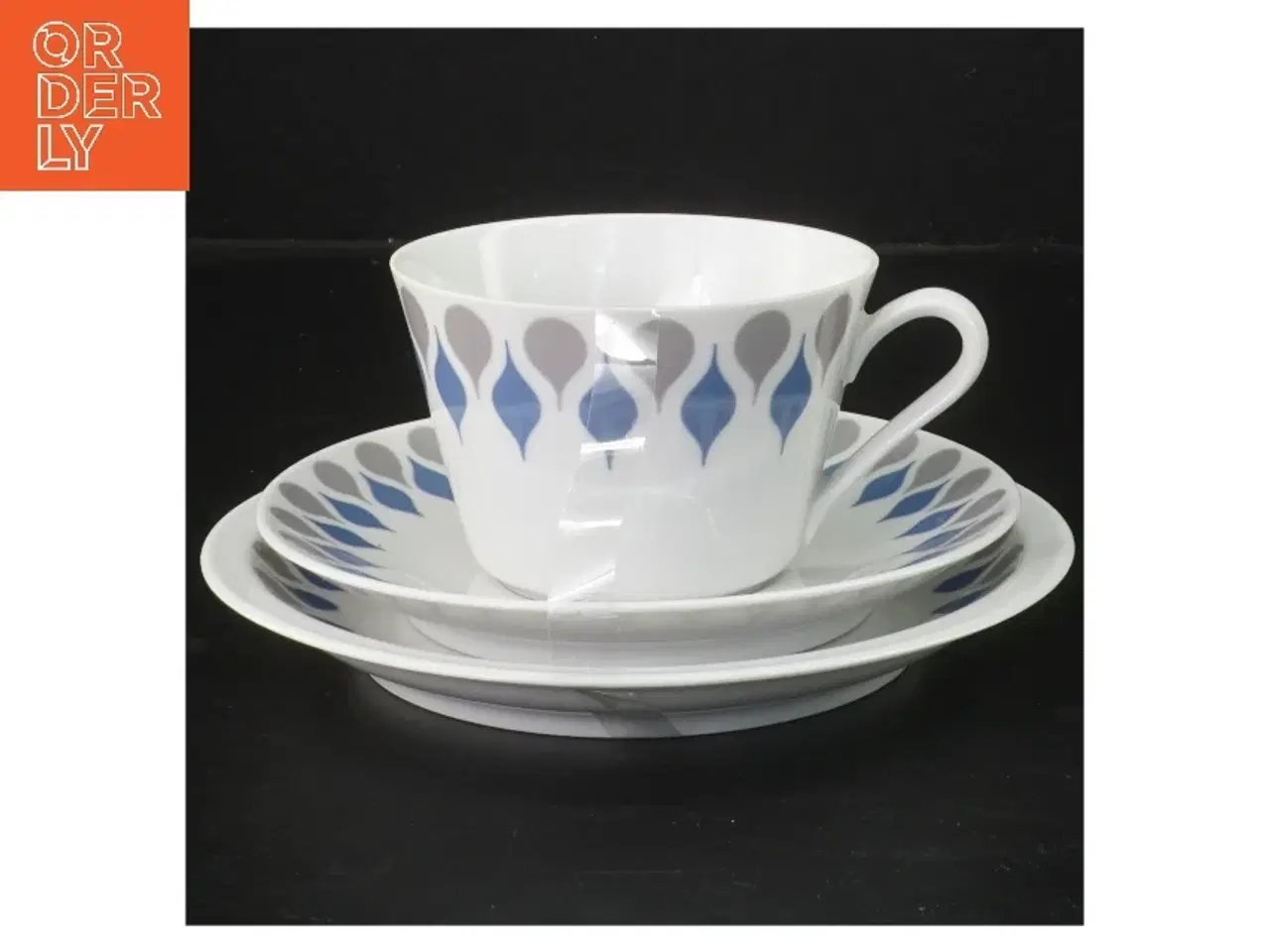 Billede 1 - Blå dråbe fra Lymgby Porcelæns Thekop med tallerken (str. Ø 10-18 cm)