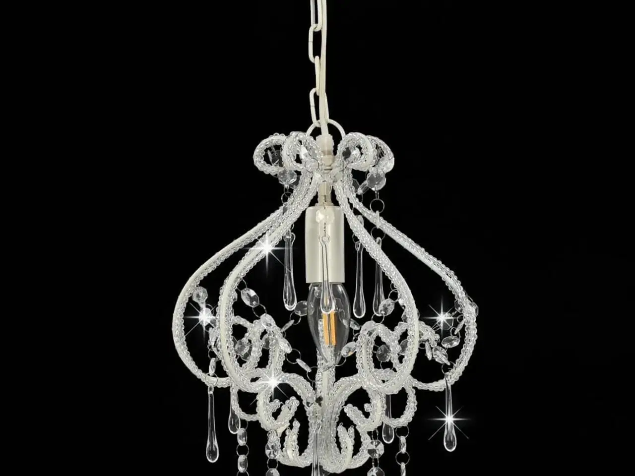 Billede 2 - Loftlampe med perler rund E14 hvid