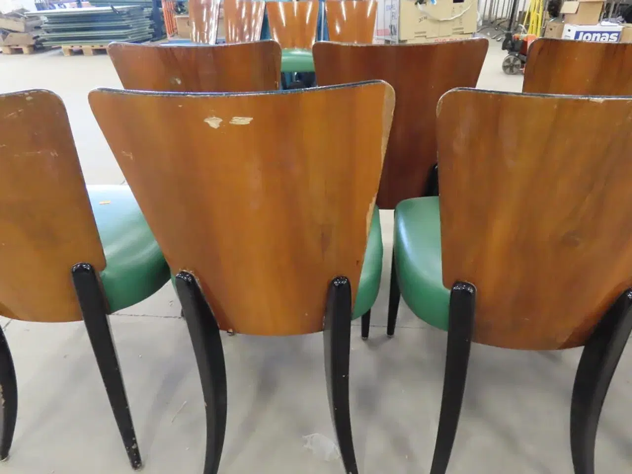 Billede 8 - 8 stk. Stole med træryg og grøn læder