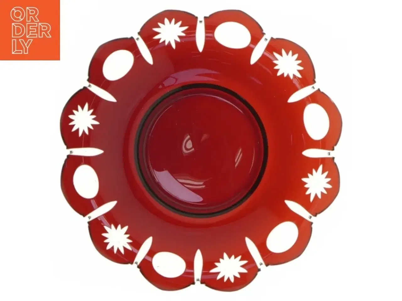 Billede 1 - Rødt dekorativt glasfad (str. Ø 18,5 cm)