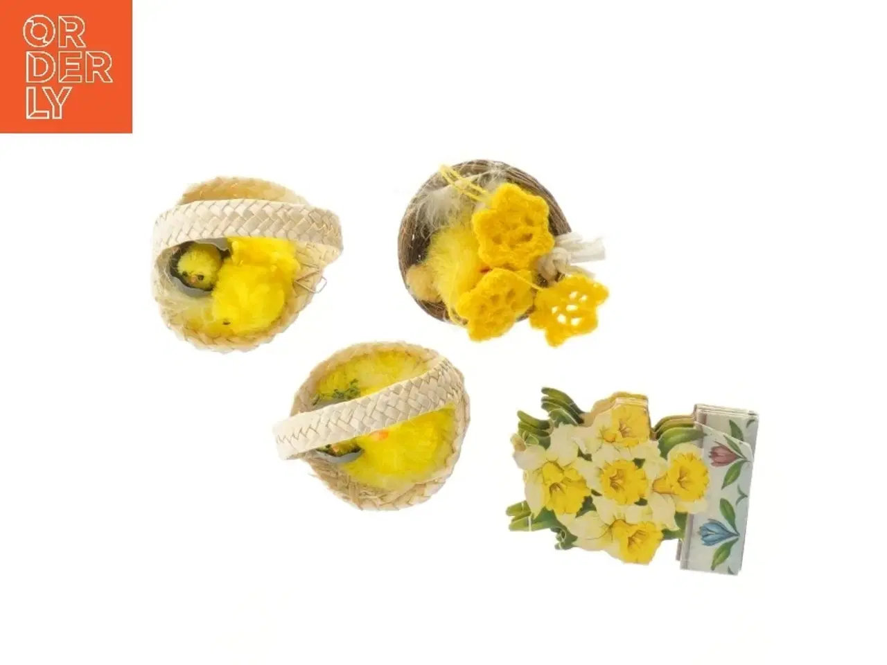 Billede 2 - Dekorationssæt med kurve og påskekyllinger (str. 6 cm)