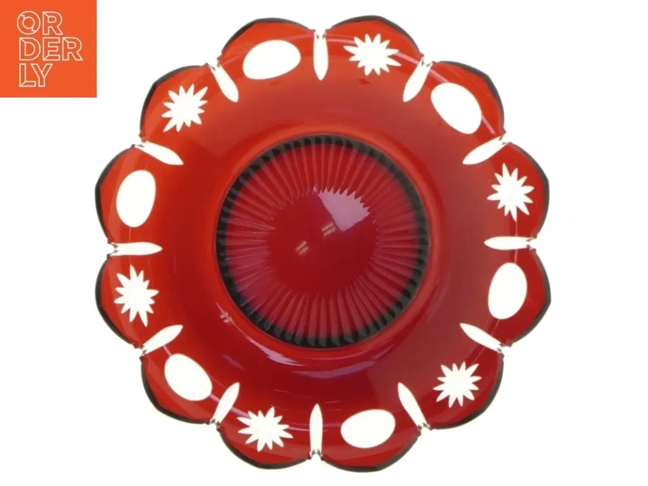 Billede 4 - Rødt dekorativt glasfad (str. Ø 18,5 cm)