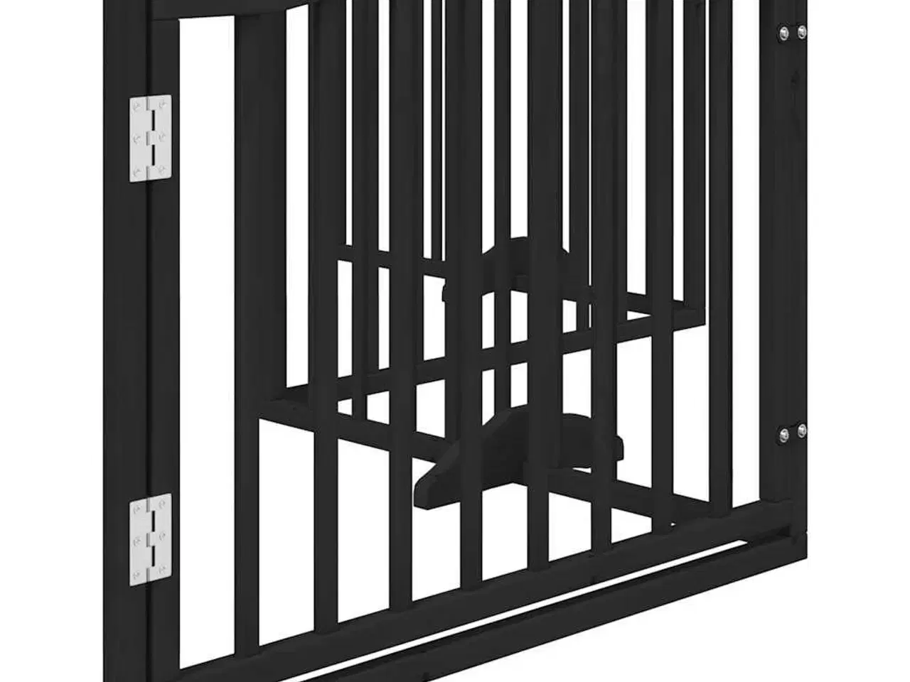 Billede 5 - Hundegitter med dør, foldbar, 4 paneler, sort, 320 cm, poppeltræ