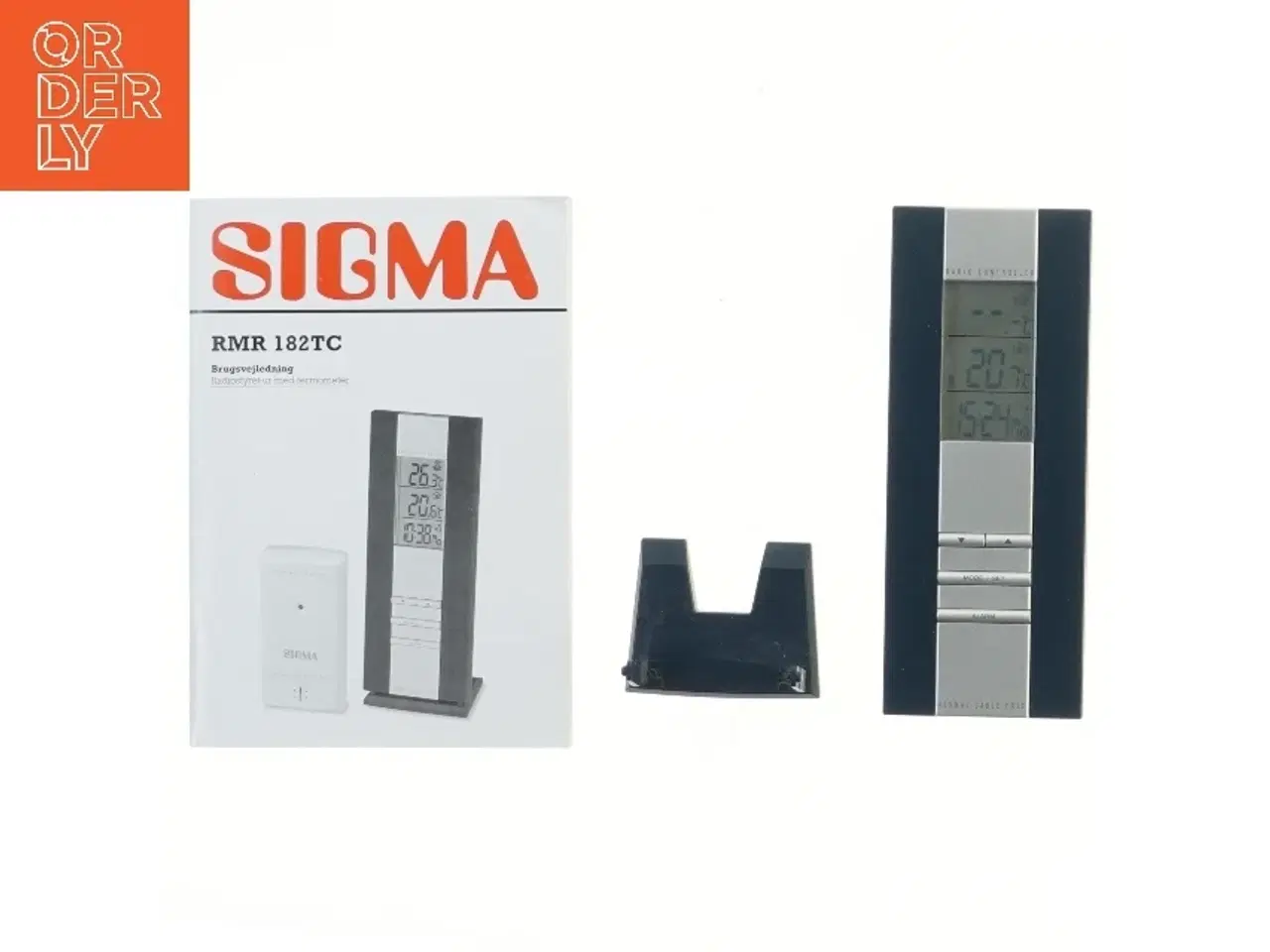 Billede 1 - Sigma radiostyret ur med termometer fra Sigma (str. 19x8 cm)