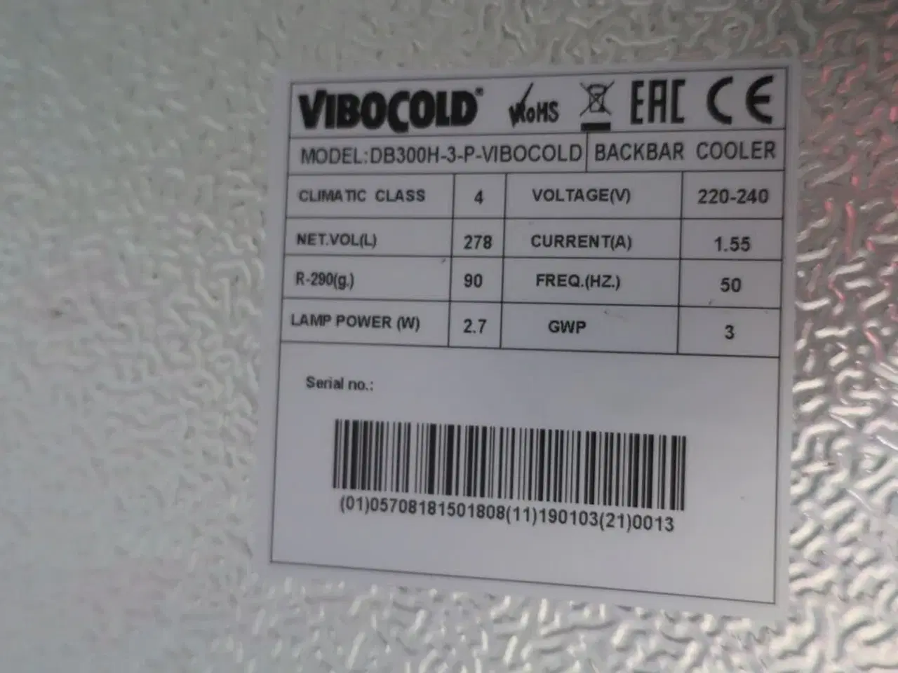 Billede 3 - Backbar køleskab VIBOCOLD DBN300H 3 fag