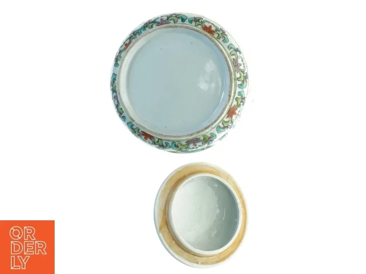 Billede 2 - Kinesisk porcelænsskål med dekorativt låg (str. 28 x 16 cm)