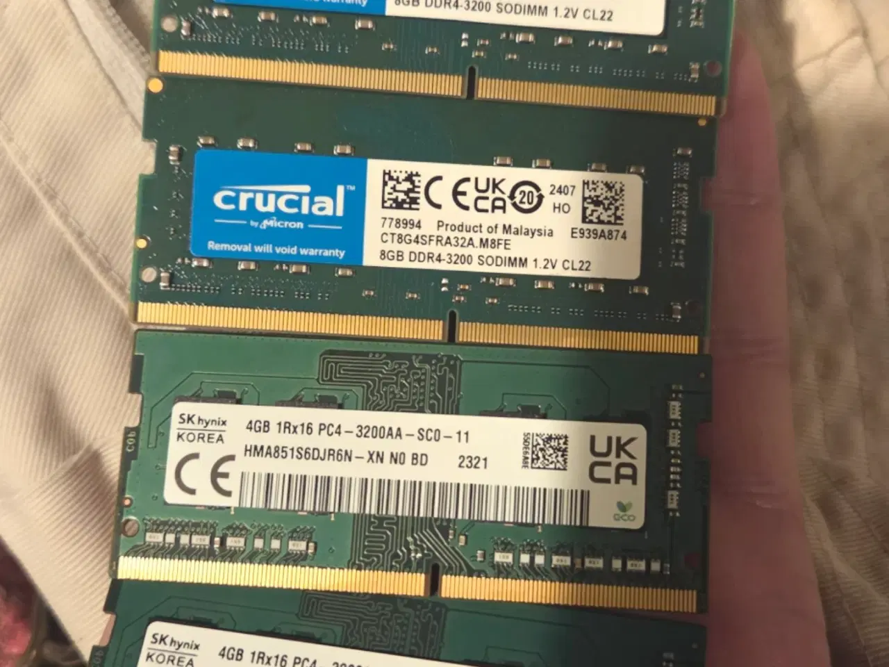 Billede 1 - 2x 4gb ram & 2x 8gb Crucial RAM 3200 DDR4 SODIMM