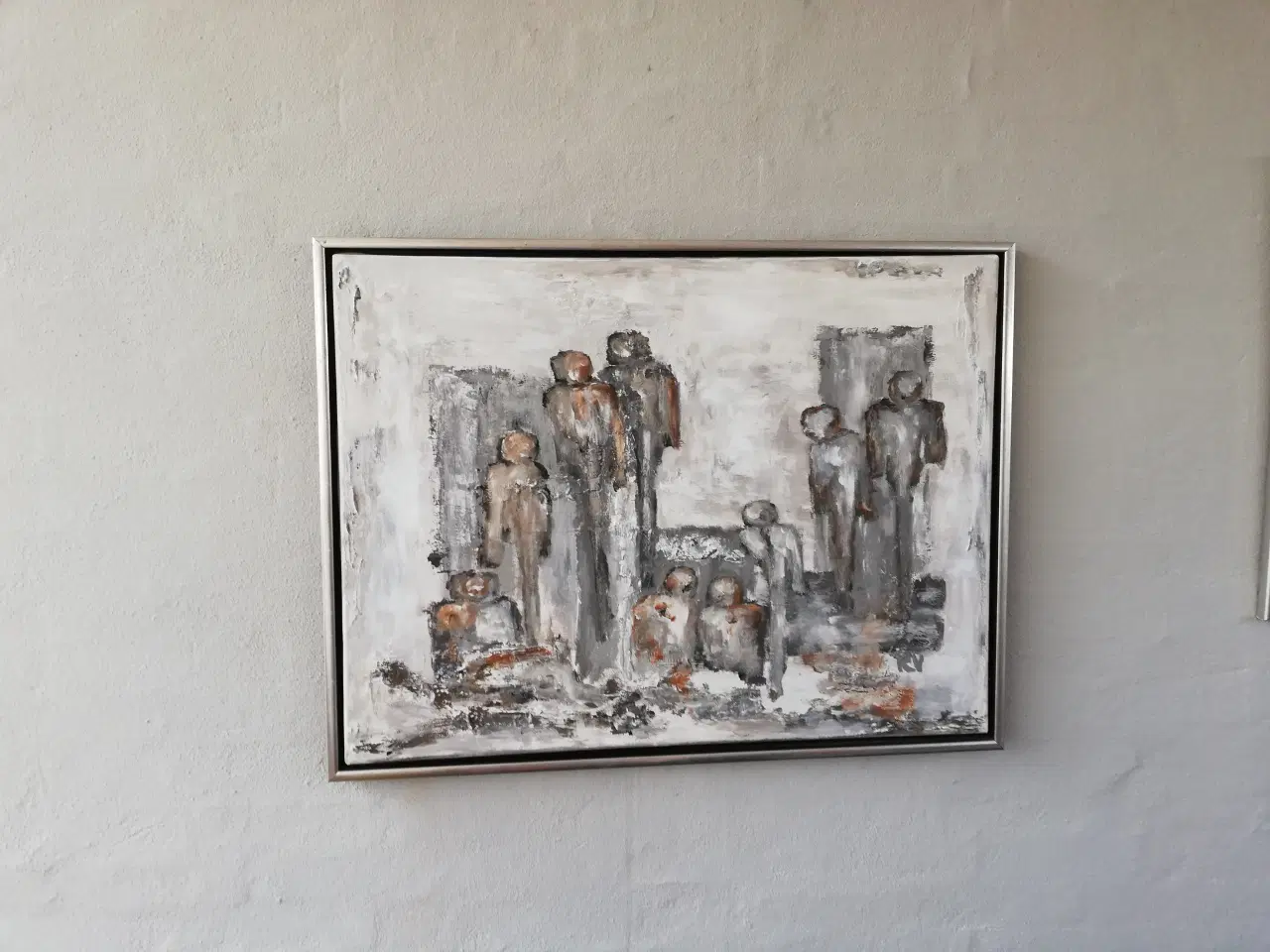 Billede 1 - Maleri beige og brunlige farver og pæn ramme ( %)