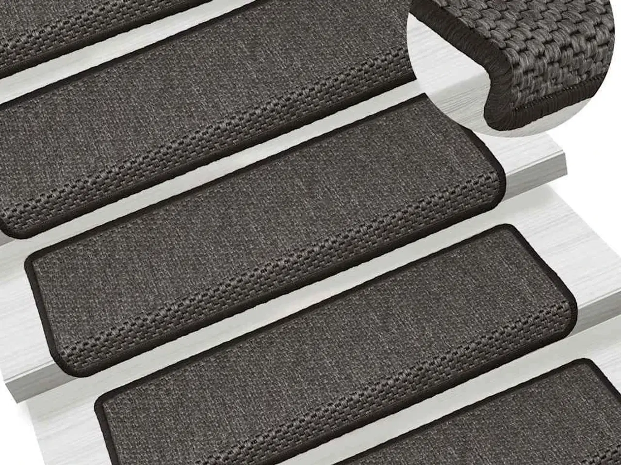 Billede 6 - Selvklæbende trappemåtter 15 stk. 65x21x4cm sisal-look antracit