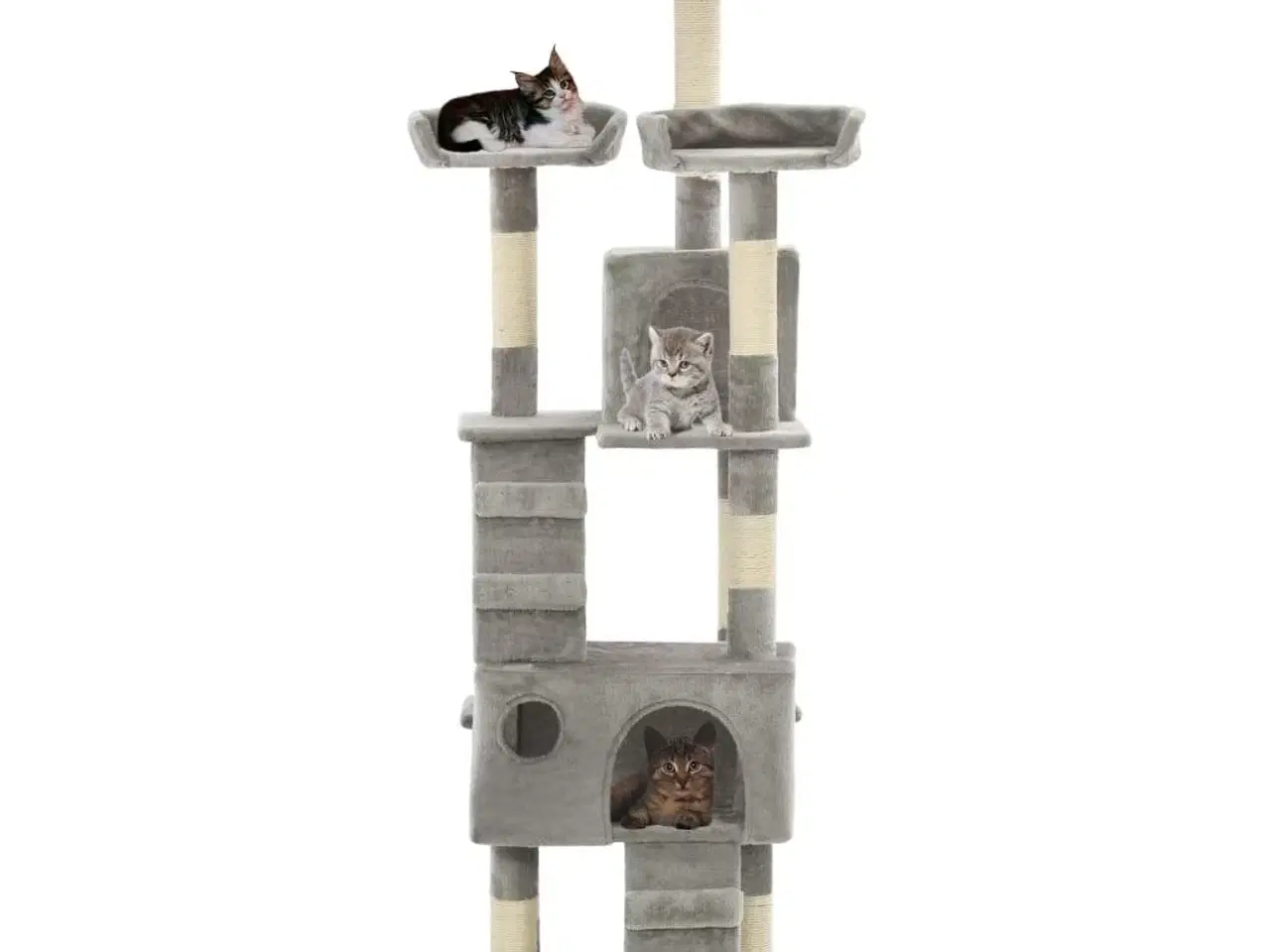 Billede 2 - Kradsetræ til katte med sisal-kradsestolper 170 cm grå