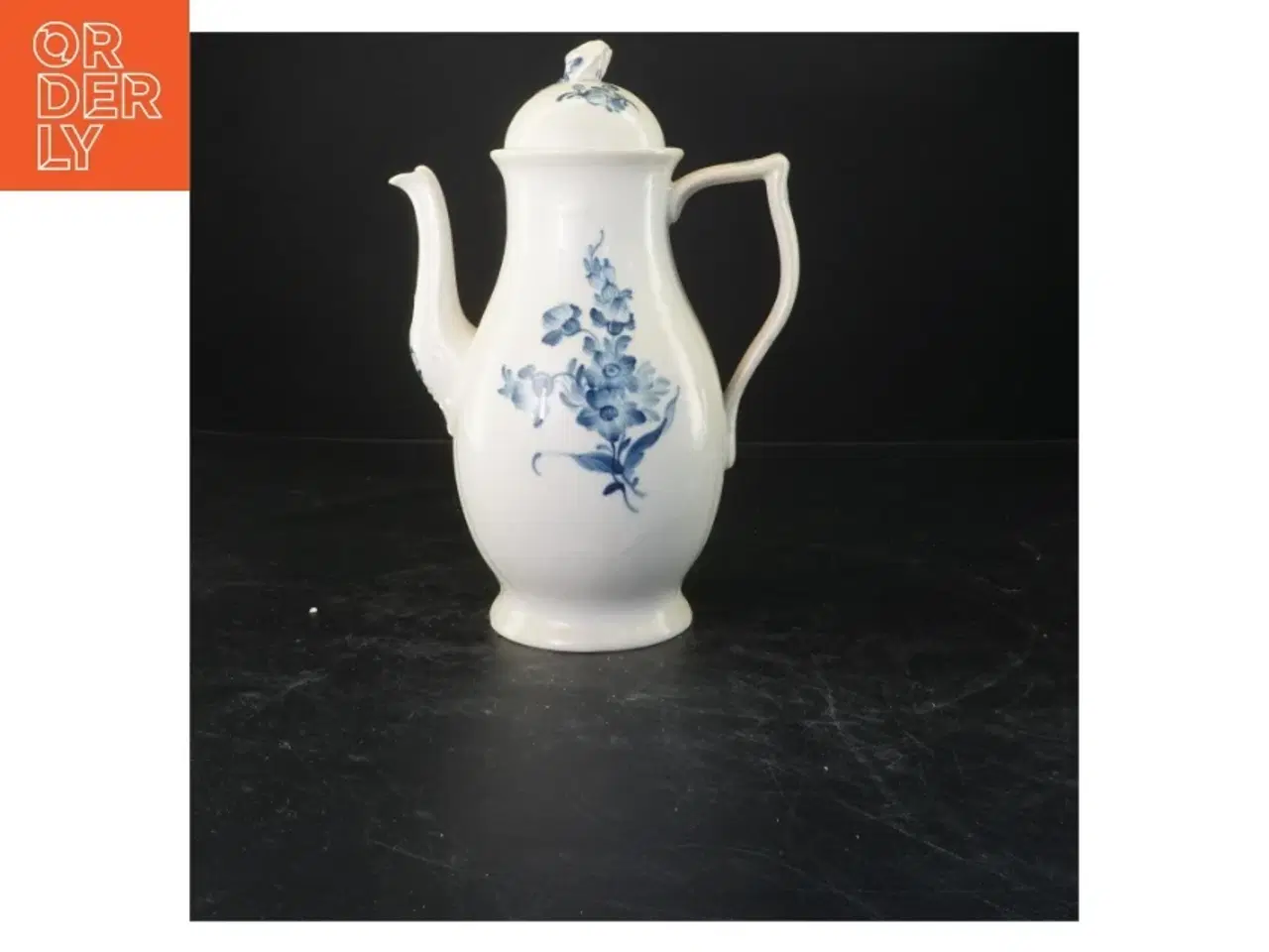 Billede 1 - Porcelæns kaffekande med blomster fra Royal Copenhagen (str. 26x18 cm)