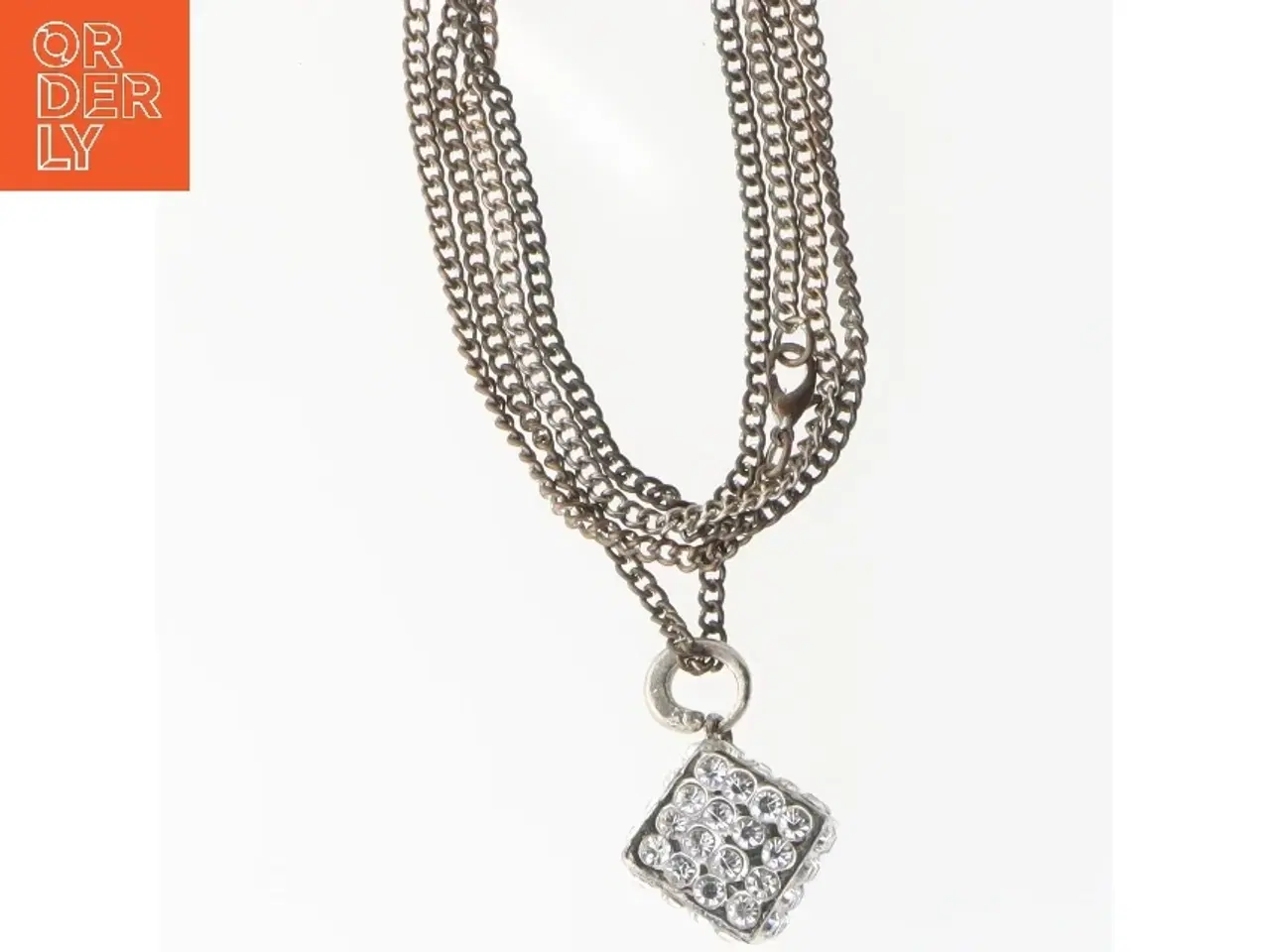 Billede 1 - Kæde med kubisk vedhæng (str. 90 cm)