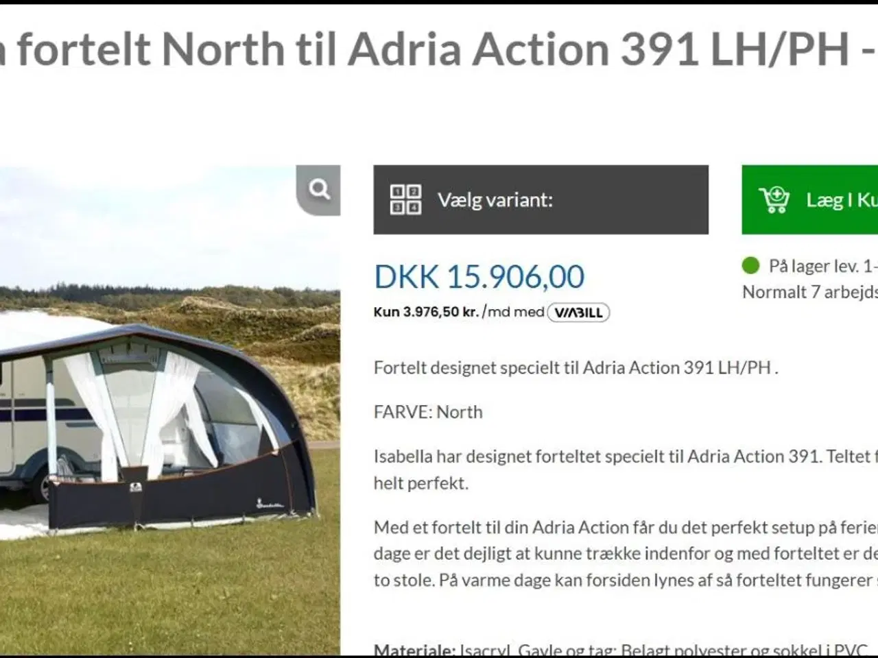 Billede 2 - Fortelt til Adria Action 391 LH