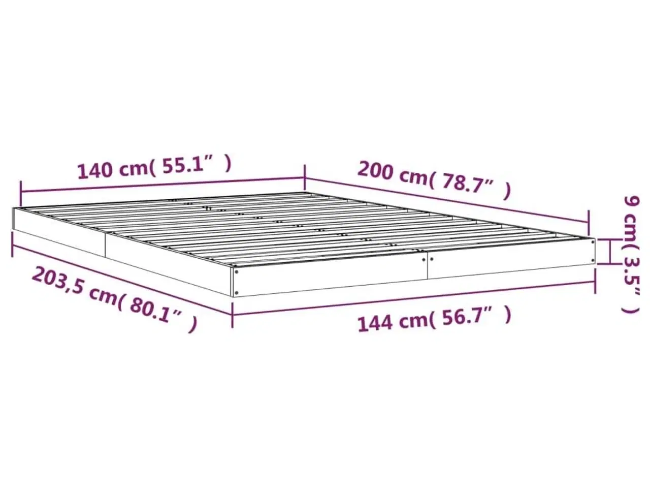 Billede 8 - Sengeramme 140x200 cm massivt fyrretræ