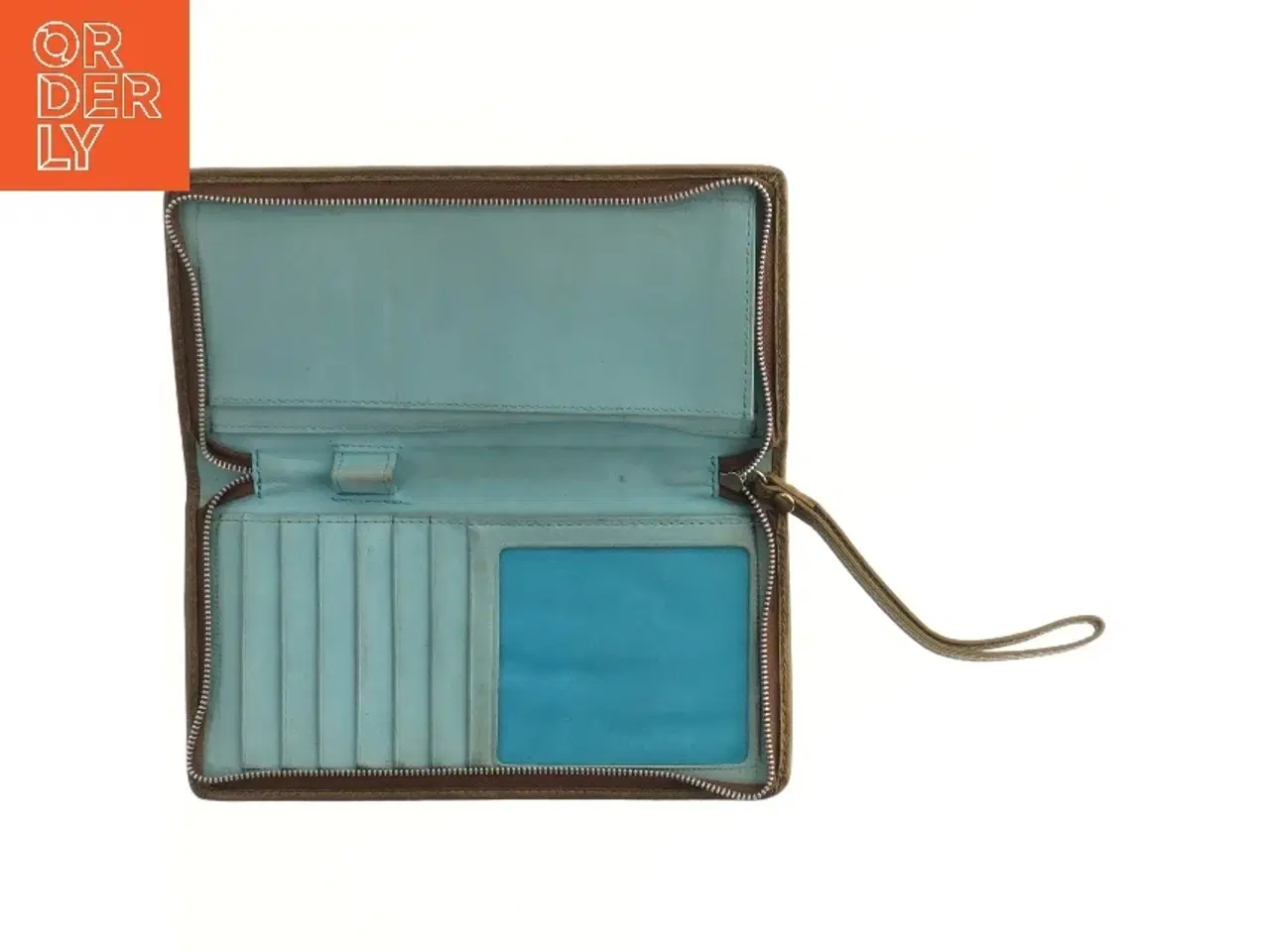 Billede 2 - Læderpung med lynlås (str. 23,5x12,5 cm)