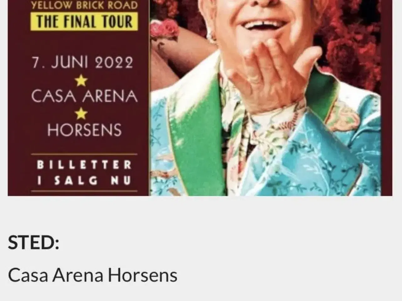 Billede 1 - Elton John  billet  til koncert sælges