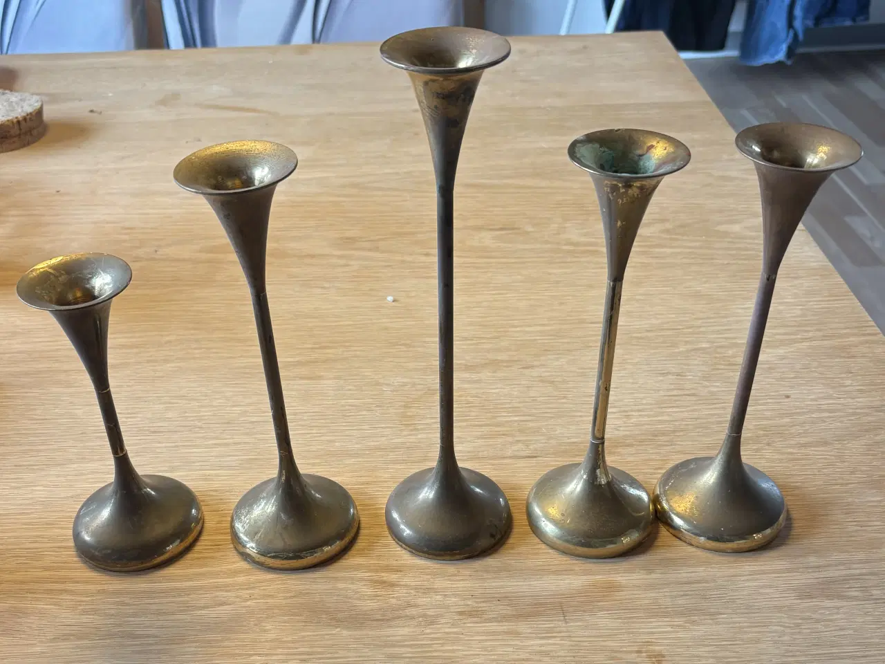 Billede 1 - 5 messing lysestager